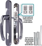 Polished Chrome UPVC Door Handles Lever/Lever 92mm PZ 210mm Screw to Screw view 3