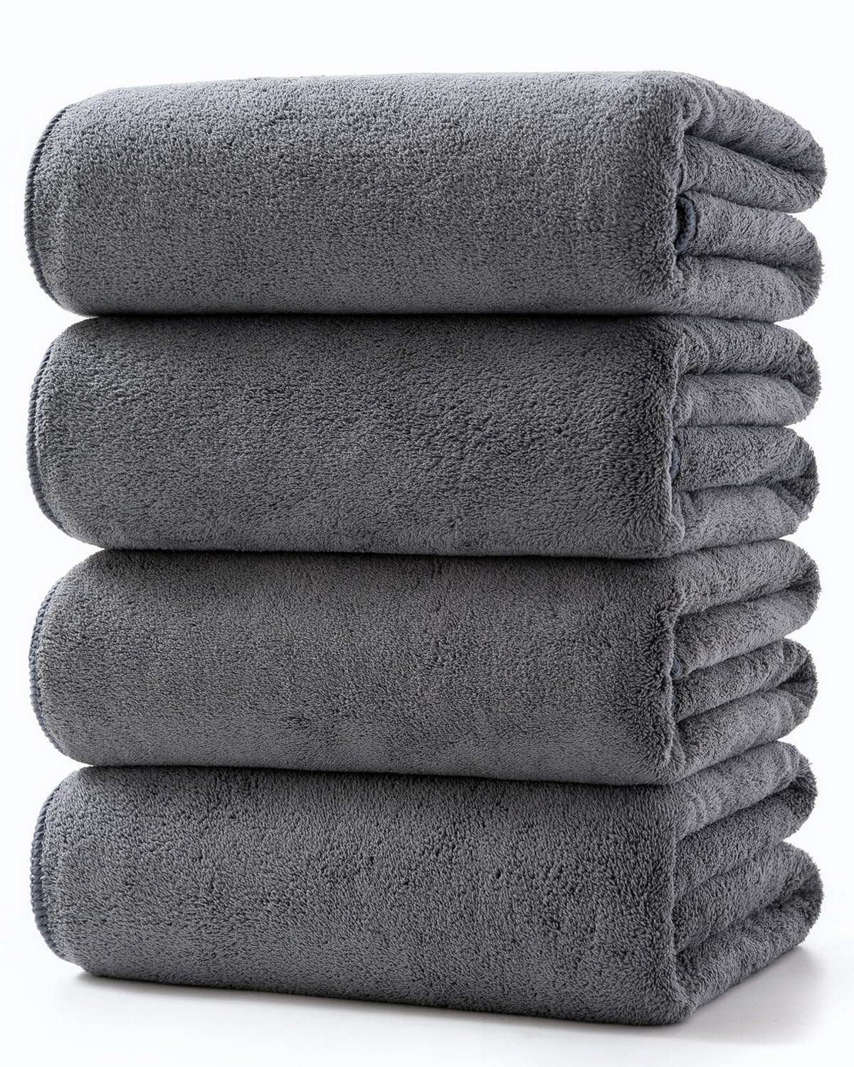 Lumimi バスタオル ふわふわ ホテル仕様 大判 瞬間吸水 70*140cm 4枚セット マイクロファイバー グレー 強い吸水速乾 肌触り商品画像
