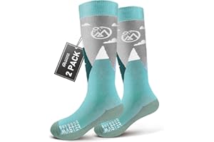 OutdoorMaster Merino Wool Ski Socks for Kids, Boys & Girls, Thermal Winter Warm Snowboarding Socks for Cold Weather