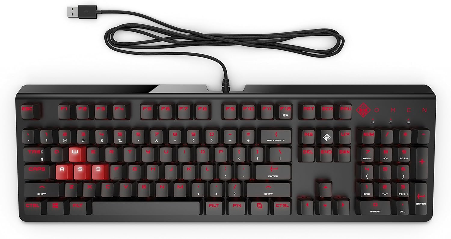 Amazon.com: OMEN by HP Wired USB Gaming Keyboard 1100 (Black/Red ...