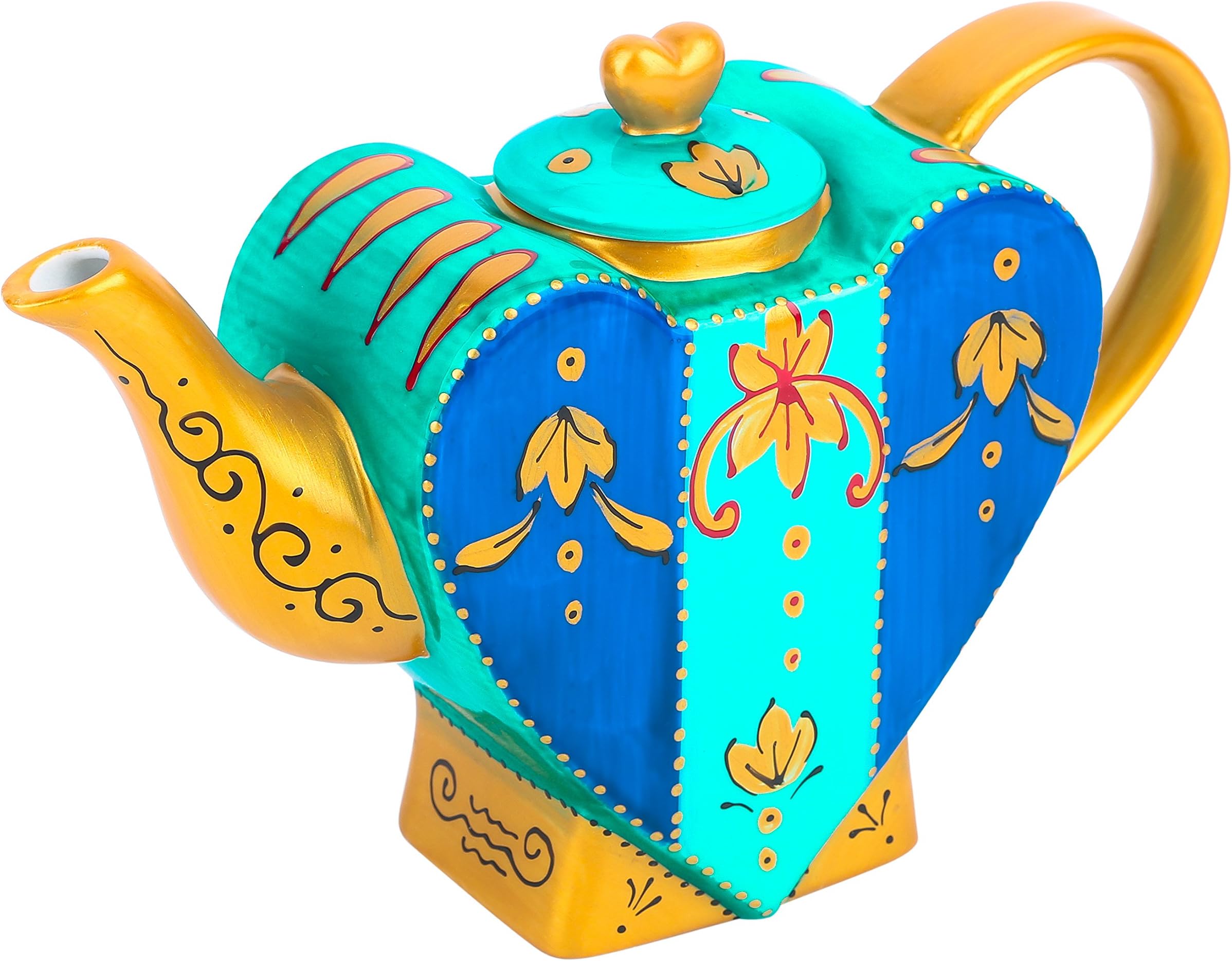 Artvigor Porcelain Hand Painted Heart Shape Coffeepots Teapot Crafts,850ml,with Gift Box