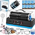 Ultra Quiet Rock Tumbler Kit, Professional Brushless Motor & Double-Barrel for 7 LBS Capacity, 6X Noise Cancelling Rock Polisher for Rock Collectors with All Accessories, Ideal Gift for Adults