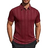 Alimens & Gentle Mens Polo Shirts Short Sleeve Knit Stretchy Casual Lightweight Summer Vacation Party Golf Shirts