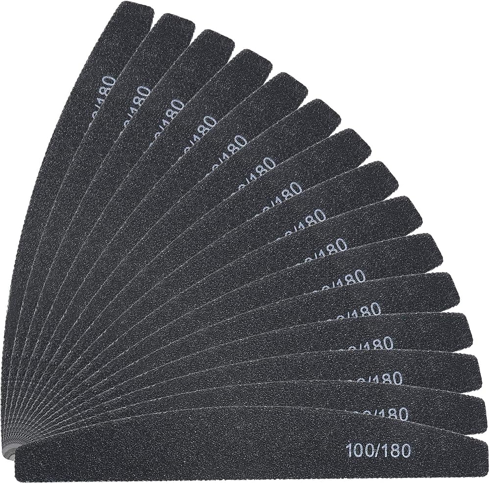 URAQT 16Pcs Nail Files Double-Sided 100/180 Grit Black Emory Board Set