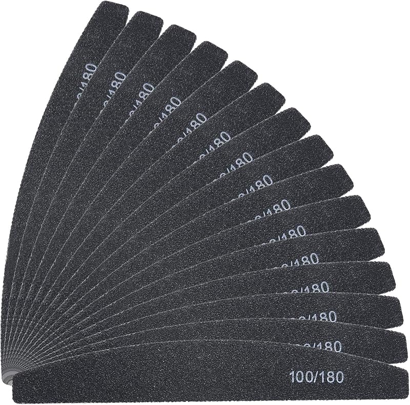 URAQT 16Pcs Nail Files Double-Sided 100/180 Grit Black Emory Board Set
