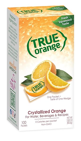 TRUE ORANGE 100CT (PACK OF 1) – WATER ENHANCER – BULK DISPENSER – 0 CALORIE DRINK MIX PACKETS FOR WATER – ORANGE FLAVORING POWDER PACKETS