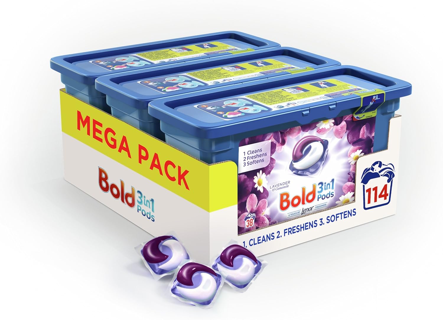 Bold 3in1 Pods with a Touch of Lenor Long Lasting Freshness, 38