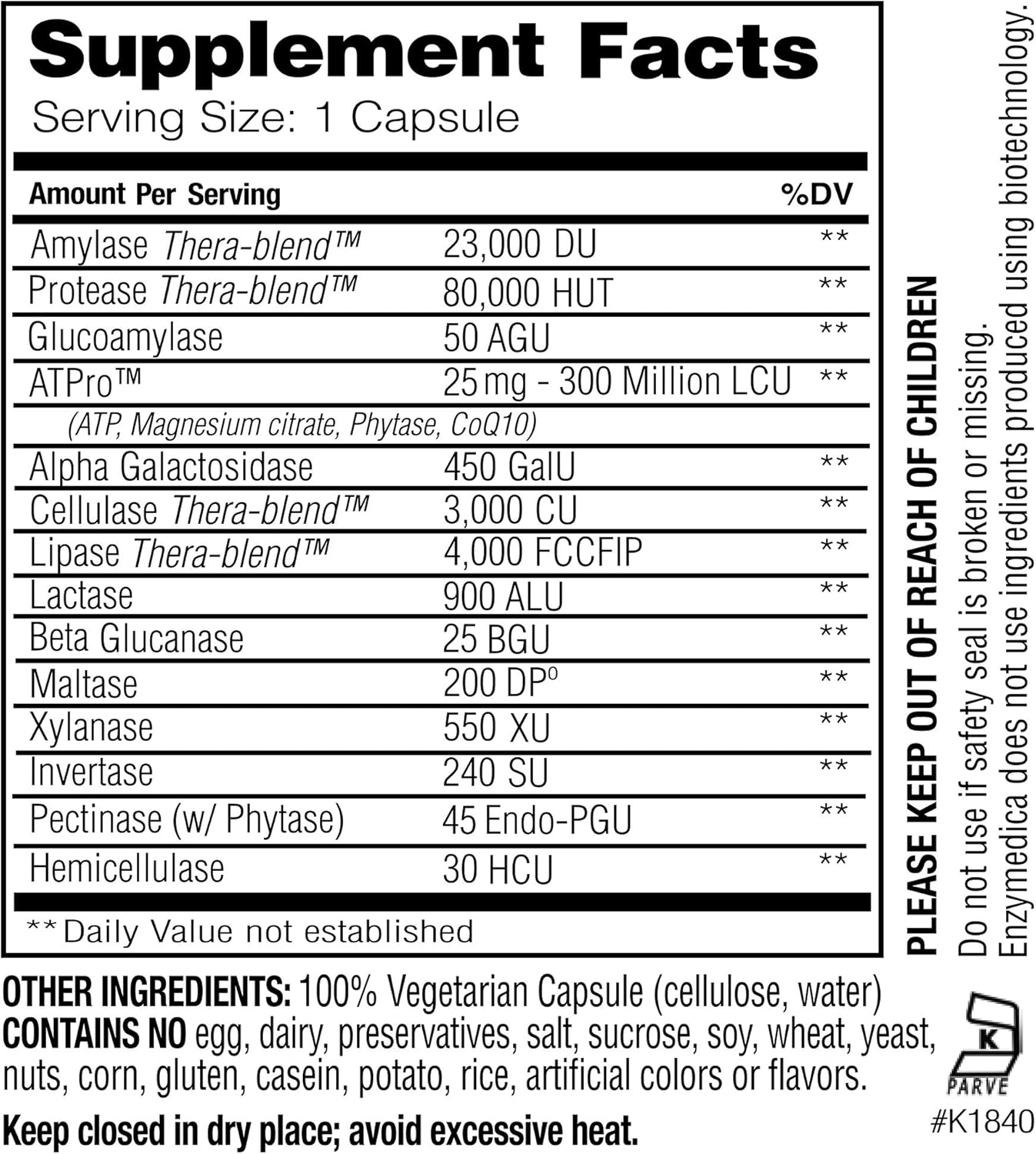 Enzymedica, Digest Gold with ATPro, Daily Digestive Support Supplement with Enzymes and ATP, 120 Capsules: Health & Personal Care