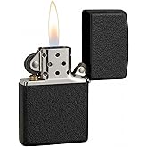 Zippo Classic Black Crackle Pocket Lighter - Windproof &amp; Refillable Flip-Top Metal Lighter - Everyday Use Pocket Lighters - Luxury Lighters Made in USA
