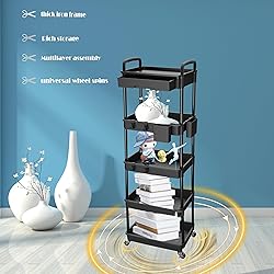 5 Tier Rolling Utility Cart with Drawer,REBECAT