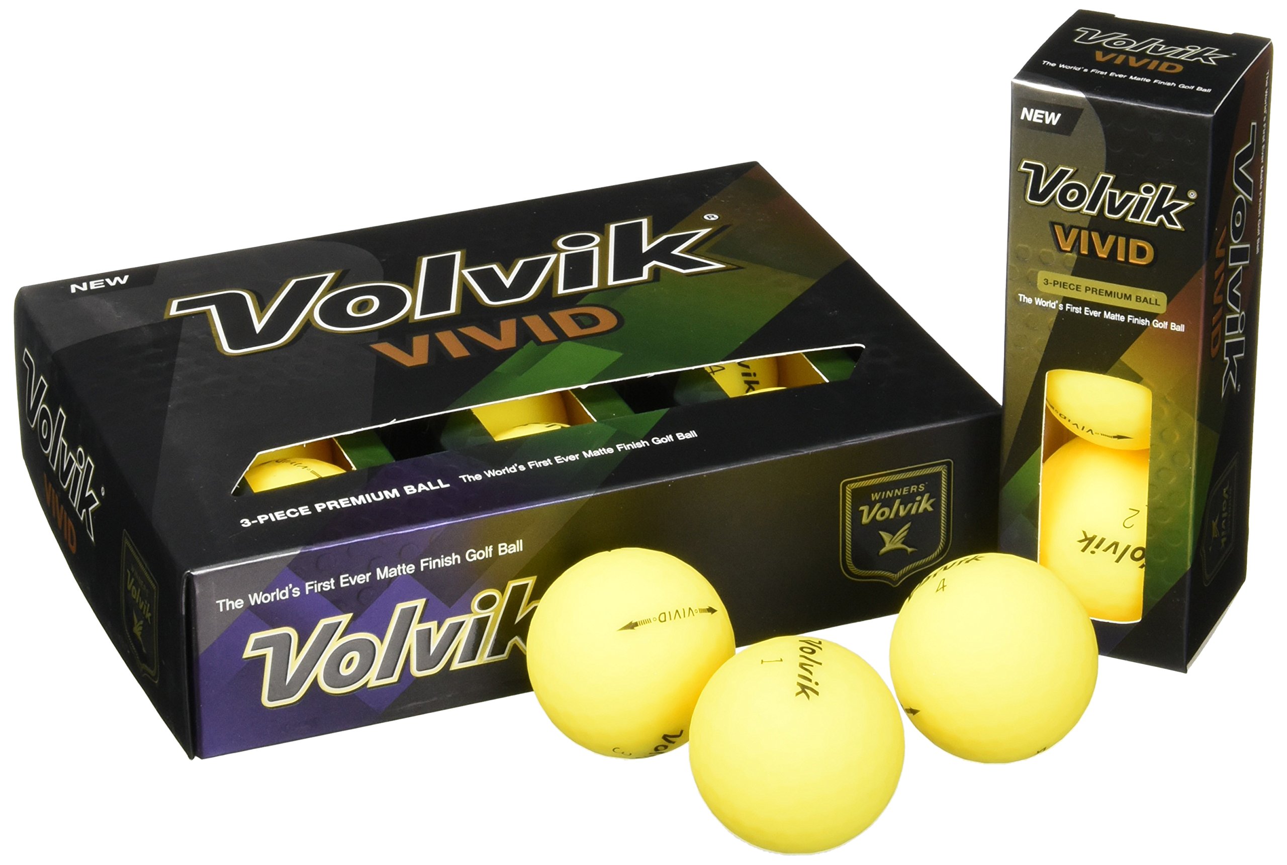 Volvik Unisex Adult Vivid Golf Balls - Yellow, NA