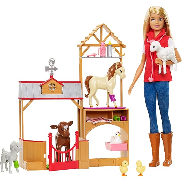barbie doll and tractor set