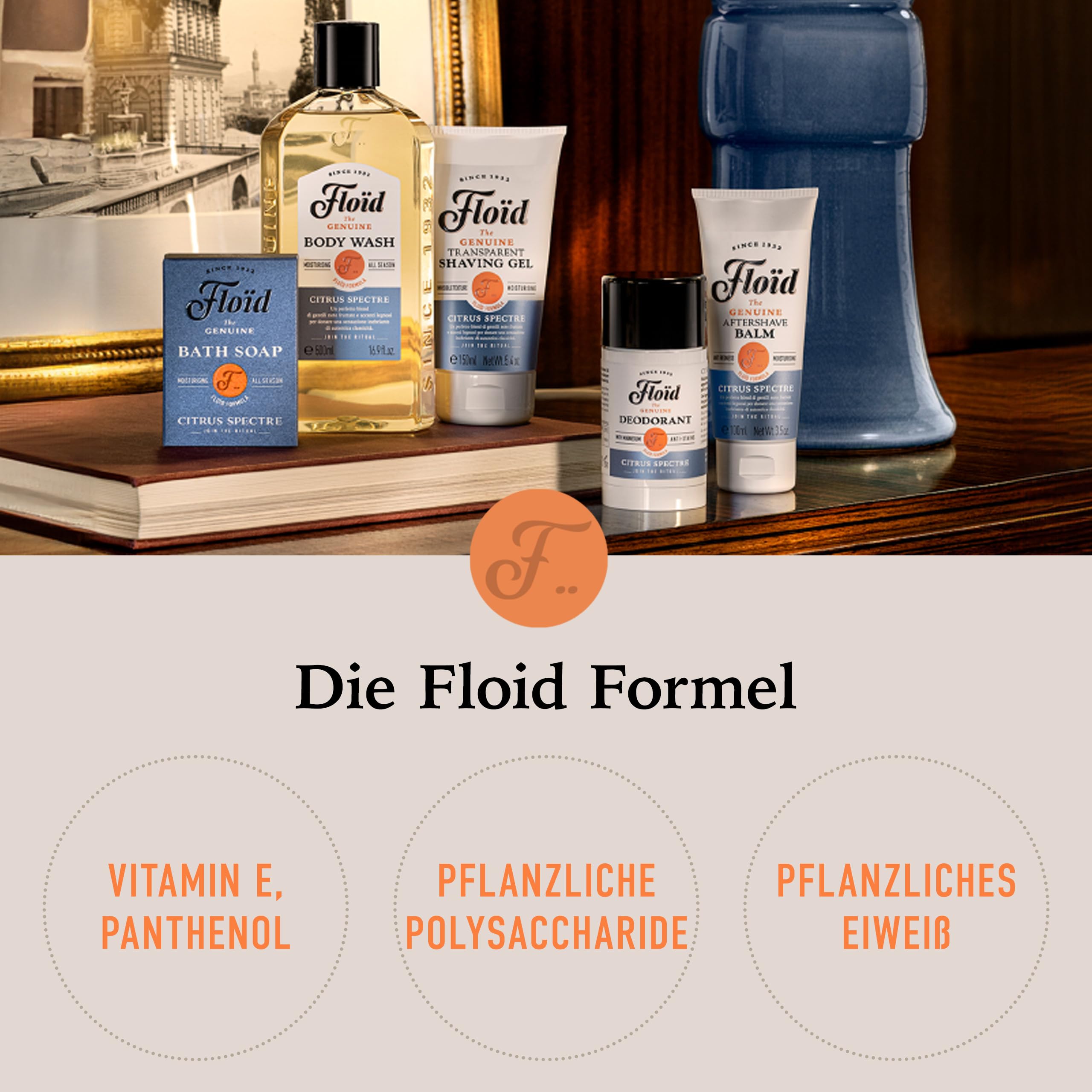 Floïd Citrus Spectre Bath Soap, 100 % pflanzliche Bade- & Duschseife mit pflegendem Lecithin, Sheabutter & Sesamöl, schützt die Haut und macht sie weich und geschmeidig 5