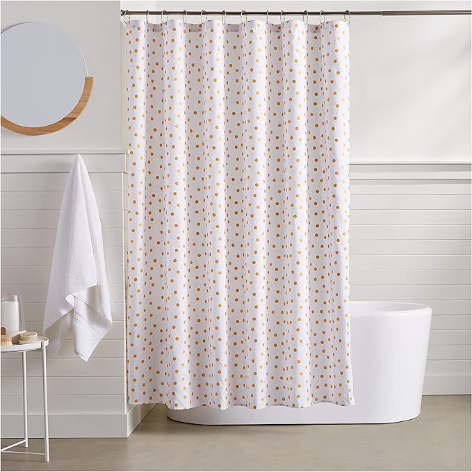 AmazonBasics Metallic Gold Polka Dot Shower Curtain 72