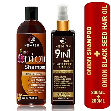 Newish Red Onion Shampoo Hair Growth & Black seed Hair Oil for Hair fall control