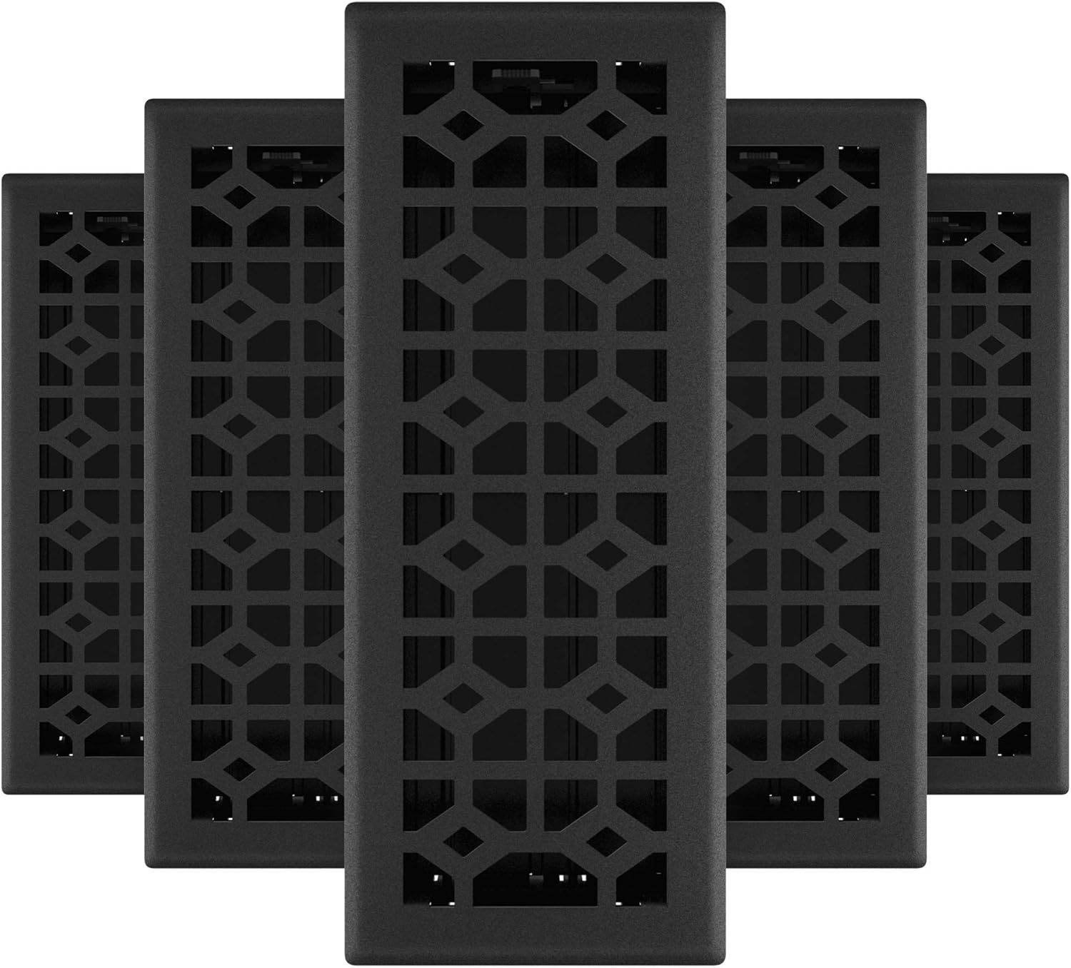 Registers, Grilles & Vents - Imperial RG3467 Templar Decorative Floor Register, 4x12 Inch, Black Iron, 5 Count