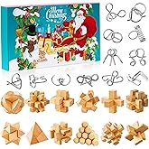Brain Teaser Advent Calendar 2025 for Kids - 24 Days of Christmas Countdown Calendar With 3D Metal and Wooden Puzzle Toys-Mind,IQ,Logic Test and Handheld Disentanglement Games For Boys Girls Teens Adults Challenge