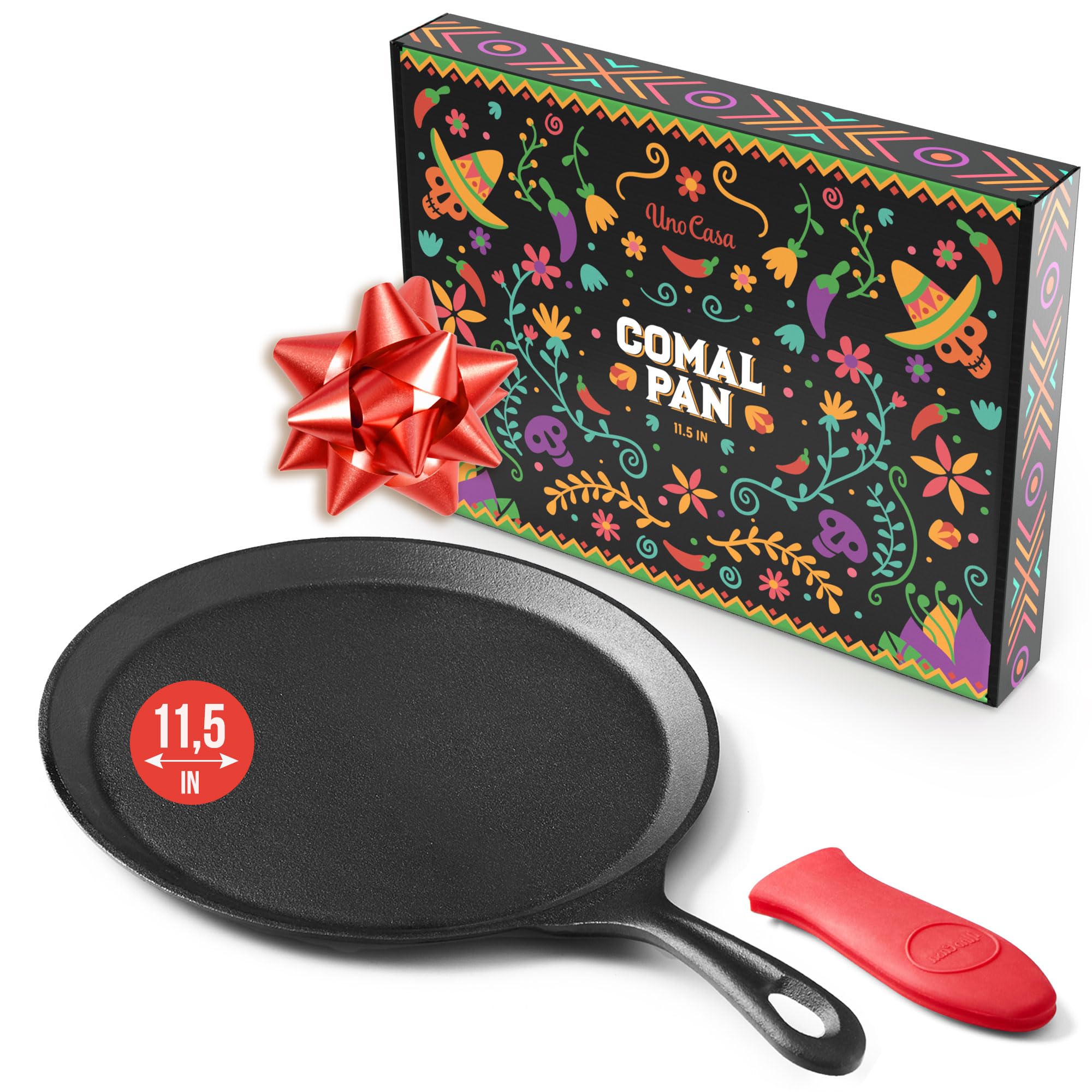 Photo 1 of Uno Casa Cast Iron Comal Pan 11.5 Inch - Skillet for Roti/Comal Pan, Tawa/Dosa Pan Pataconera, Comales para Tortillas - Cast Iron Pizza Pan - Comal Para Tortillas Grande - Tava Roti Pan - Comale