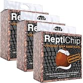 ReptiChip Reptile Substrate Coconut Chip Bedding 72 Quart Compressed Organic Coco Husk Block for Snake Habitat, Ball Python Terrarium, Turtle Tanks, Tortoise Enclosure (3 Pk)
