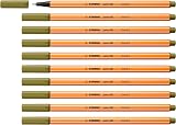 STABILO point 88 Fineliner Pack of 10 Mud Green 0.4 mm Hexagonal