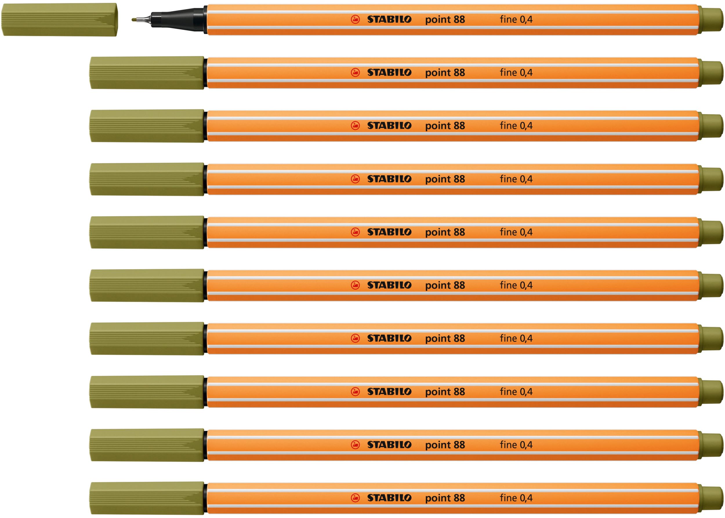 STABILO point 88 - Fineliner - Pack of 10 - Mud Green