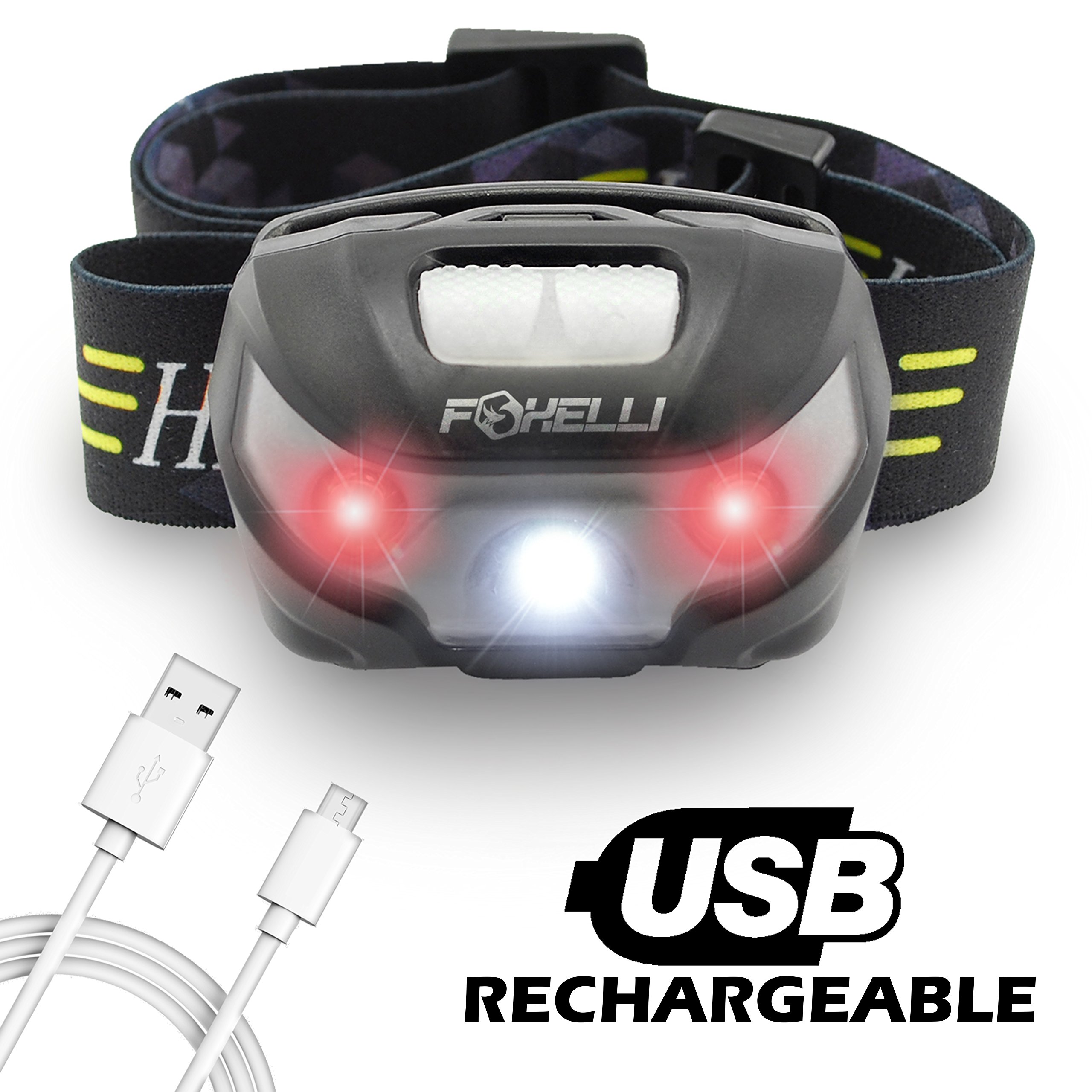 Foxelli Usb Rechargeable Headlamp Flashlight - Provides Up To 100 Hours Of Co.. 23 81 HztH6BsL