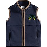 Toddler Boy Kids Fleece Winter Vest Warm Jacket Fall Outwear Vest Zip Up Tractor Embroidery Baby Infant Coat
