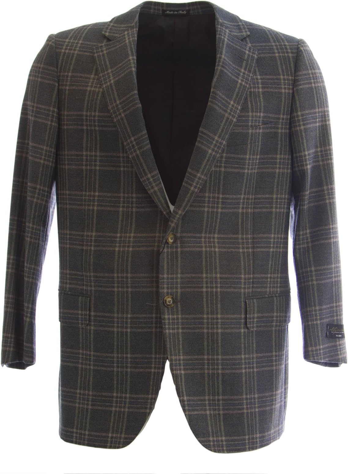 Pal Zileri Two Button Tartan Sport Coat Sz IT 56R Slate Melange