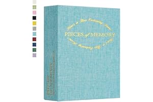 Hiwhy Photo Album for 4x6, Small Album for 50 Photos, Linen Cover Picture Book with Golden Prints, Portable Memory Book for Baby Wedding Traveling, Light Blue