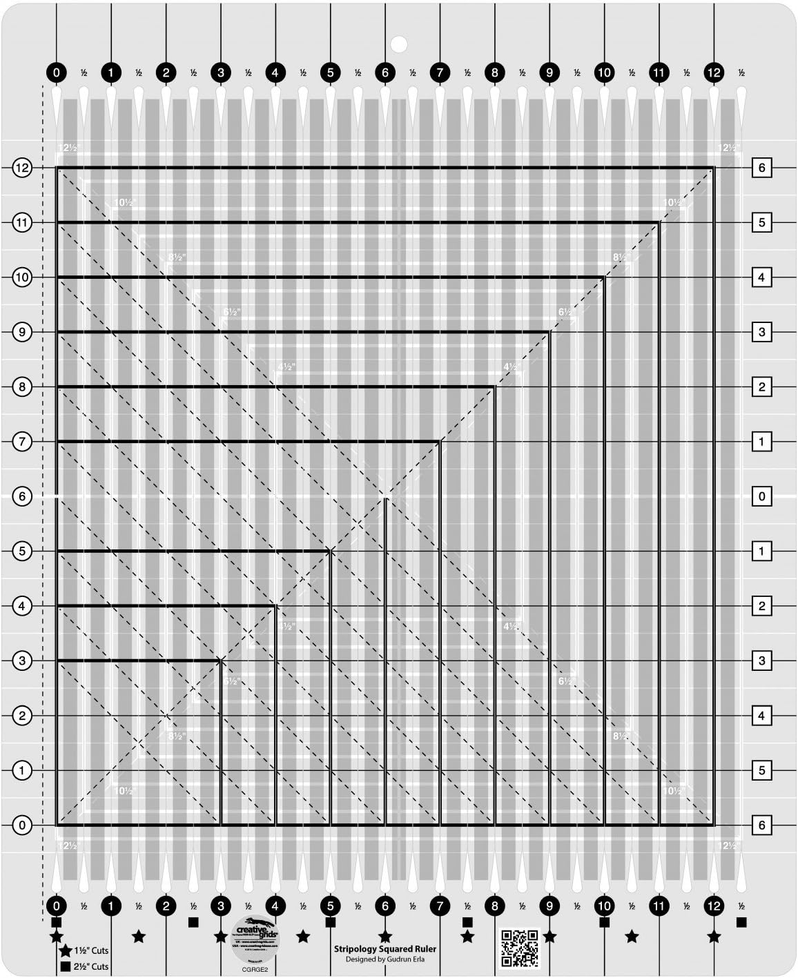 Creative Grids Stripology Squared Quilting Ruler Template CGRGE2