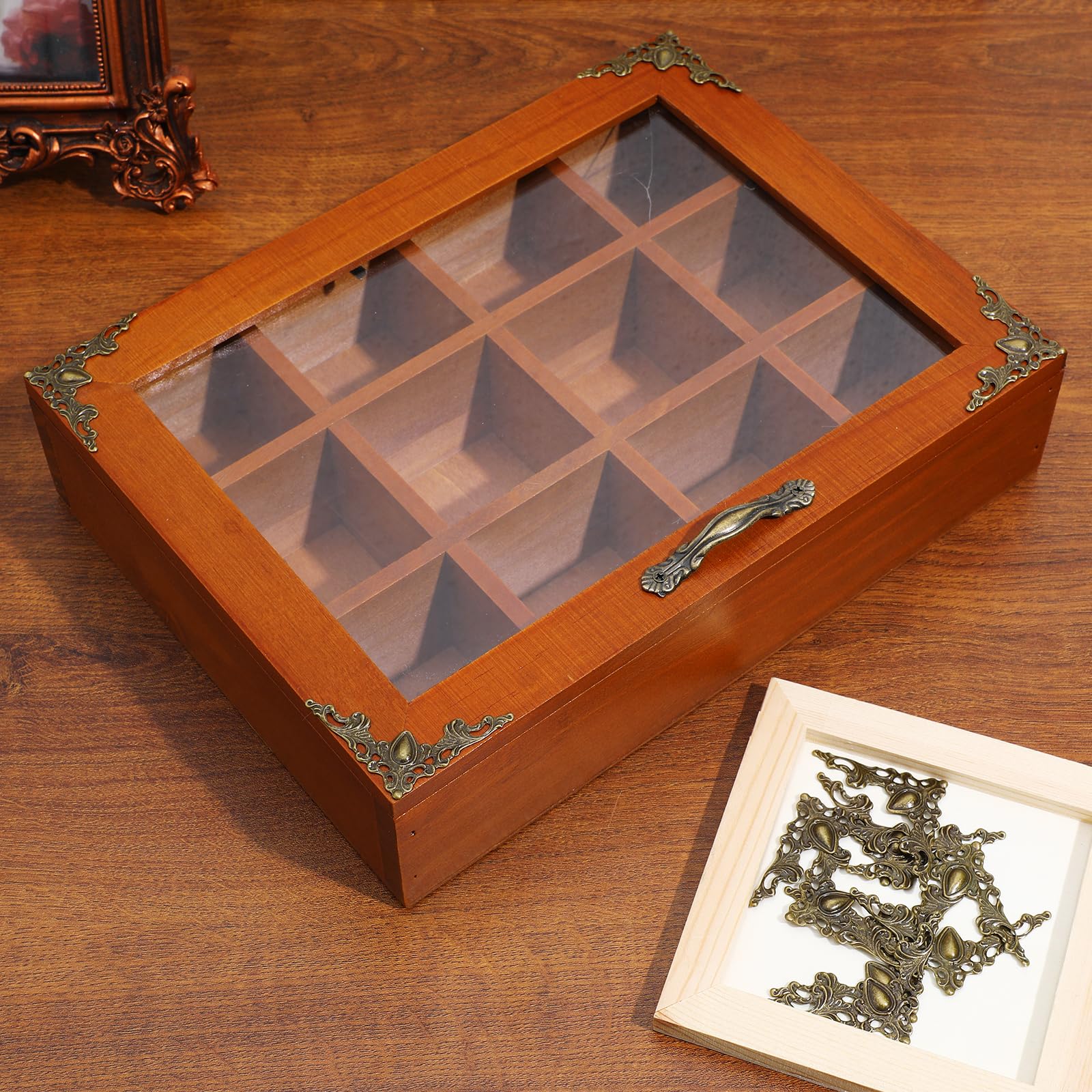 WINOMO 24Pcs Metal Book Corner Protector Scrapbook Album Corner Decor Cover Decoration (Bronze)