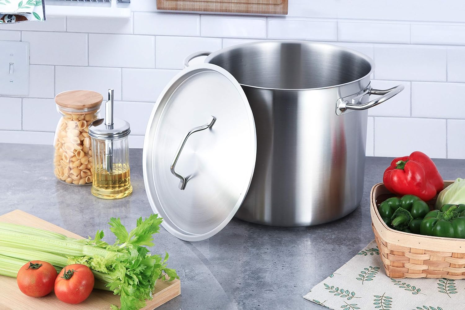 Commercial 24 Qt. Stainless Steel Aluminum-Clad Stock Pot with Cover: Industrial & Scientific