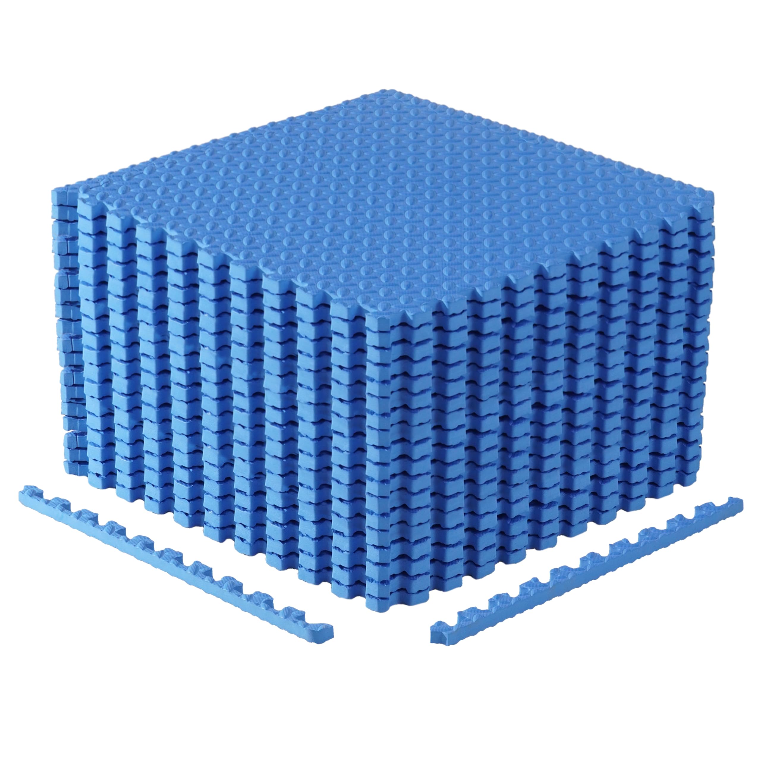 CAP Barbell 3/4 Inch Interlocking EVA Foam Exercise Puzzle Mat Home Gym Flooring - 3 Pack | 24" x 24" x 3/4" | Diamond Pattern - Blue Image
