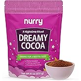Nighttime Sugar-Free Hot Cocoa Mix, Calming Melatonin-Free Sleep Aid Drink, Mushroom & Magnesium Hot Cocoa, Ashwagandha, Lavender and Chamomile for Sleep Support | 30 Servings | 6 OZ (170 g) Per Pack