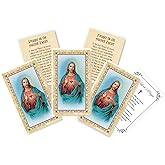 Sacred Heart Cards - with The Lord's Prayer Card - 5 Laminated Sacred Heart Prayer Card for Daily Praying - Catholic Gold Stamped Holy Cards Set, 6 Items