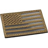 U-LIAN 2x3.15 Inch Infrared IR Coyote Brown US USA American Flag Patch Tactical Vest Patch Hook-Fastener Backing