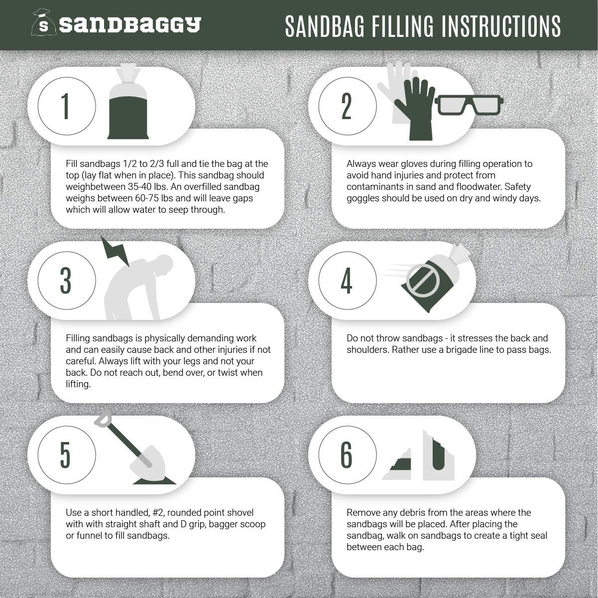Sandbags for Flooding, Size: 14" x 26", Sand Bag - Flood Water Barrier - Tent Sandbags - Store Bags by Sandbaggy (10 Bags) - - 