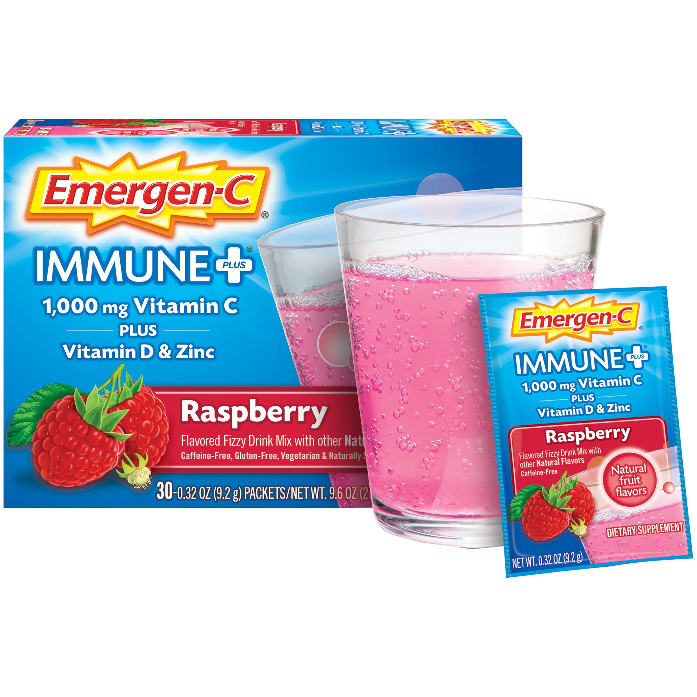 EmergenC Immune+ Vitamin C 1000mg Powder, Plus Vitamin D And Zinc (30