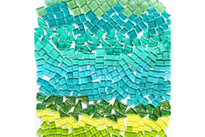 AONUOAO 1.1LB/500g Irregular Crystal Glass Mosaic Tiles with Mixed Green Series Colors for Crafts, Mosaic Making, Decoration, and More