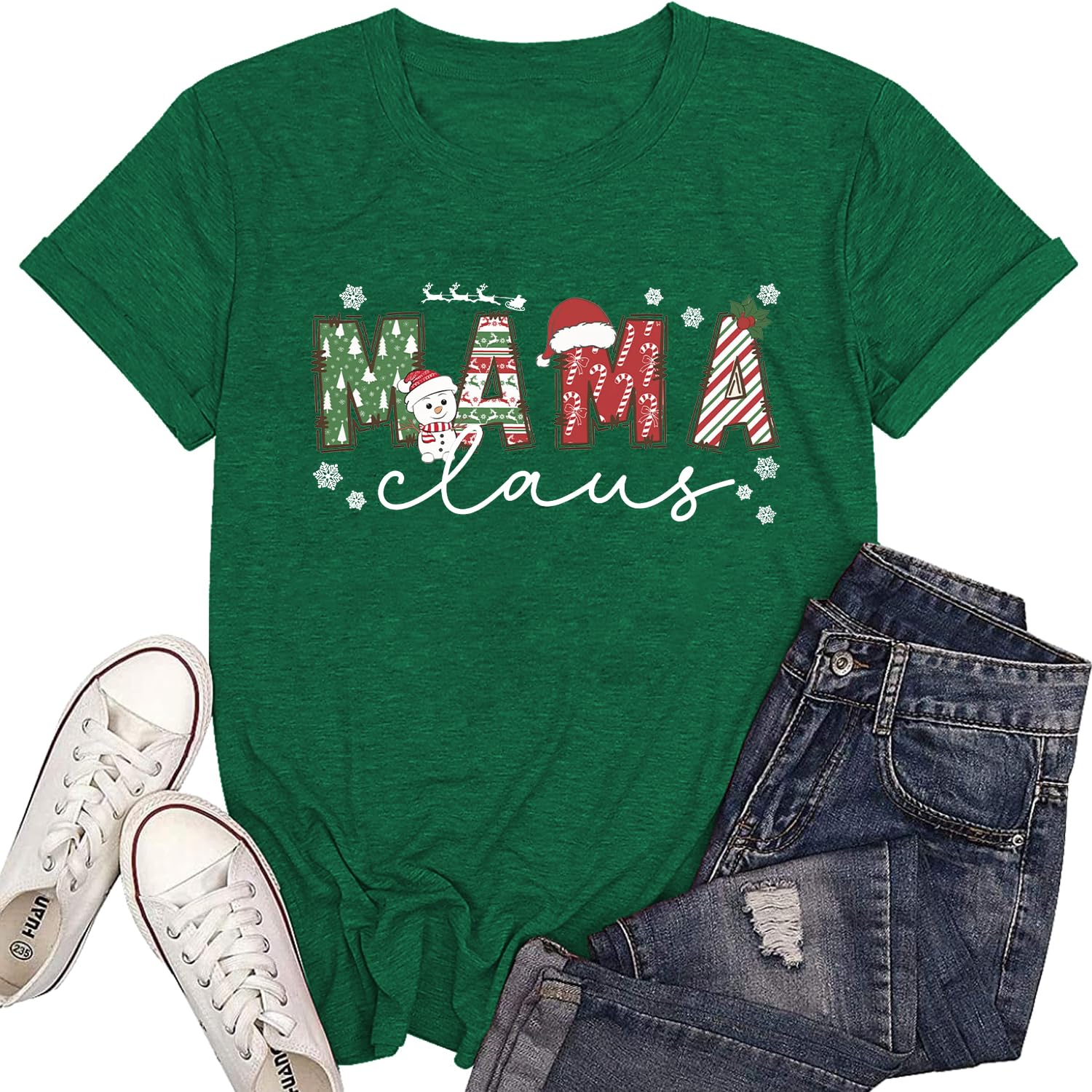 Mama Christmas Shirts Mom Christmas Shirt for Women Leopard Merry Mama Tee Tops