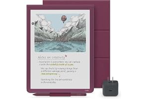 Amazon Kindle Scribe Essentials Bundle - Amazon Kindle Scribe Colorsoft (64GB) - Fig, Premium Pen, Premium Leather Folio Cover-Fig,Power Adapter