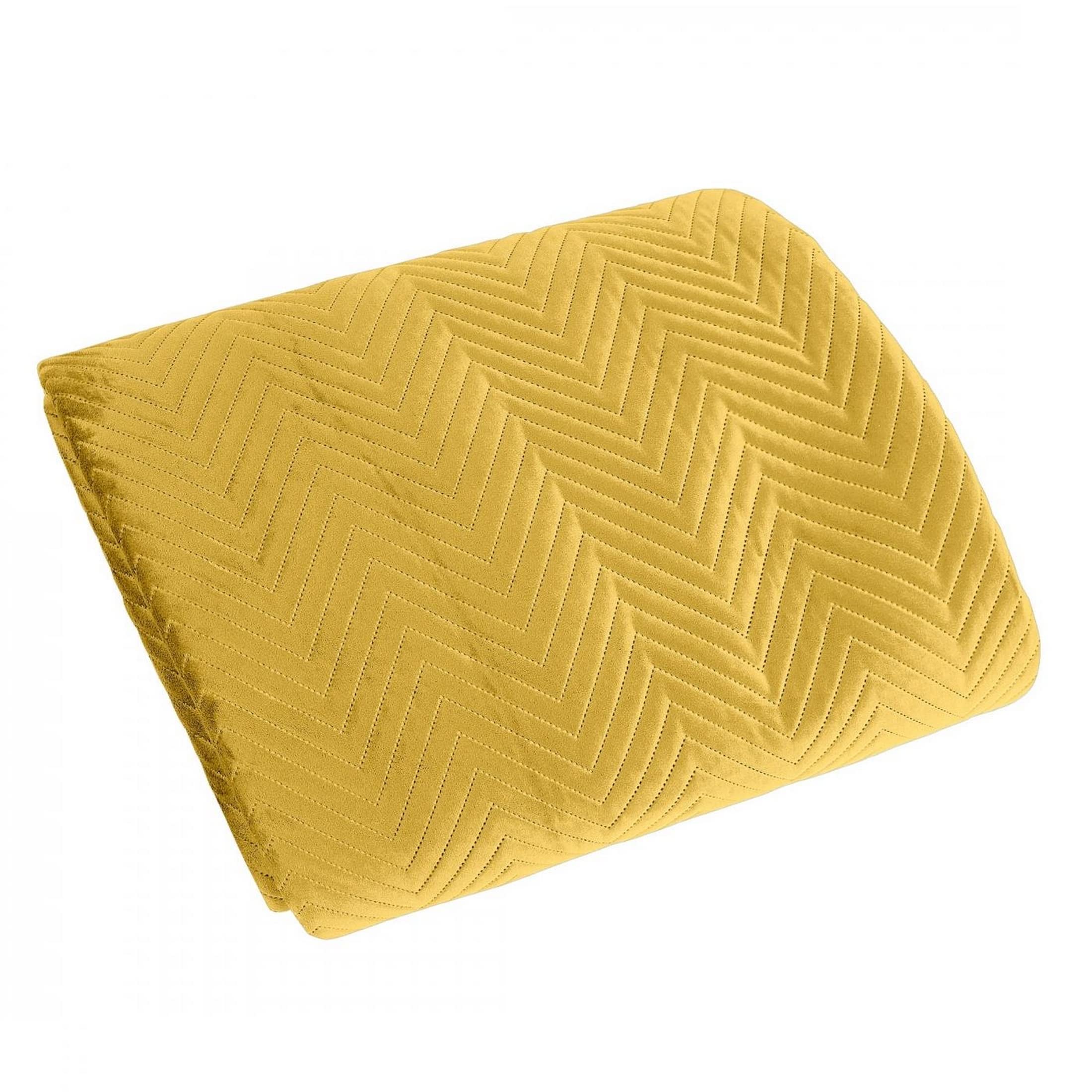 Eurofirany Glamour Exclusive Blanket Bedspread 200 x 220 170 x 210 cm Sofia Yellow 70 x 160 cm Fabric