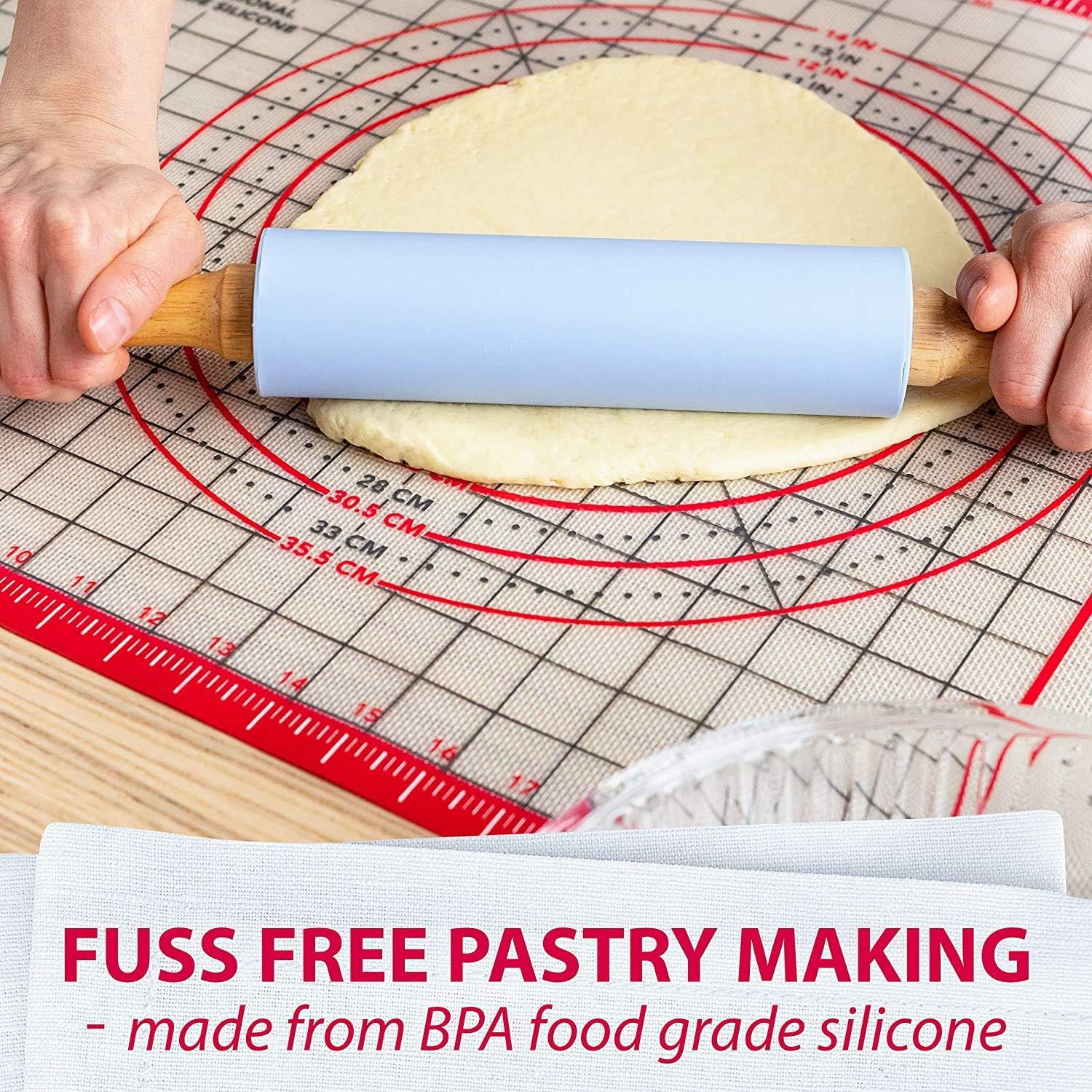 Pastry Mat Silicone Non Slip – Extra Large Thick Non Stick Silicone Baking Fondant Mat - Rolling Dough, Pie Crust, Pizza and Cookies – Easy Clean Kneading Mat With Measurements – 20 x 28 Inch: Kitchen & Dining