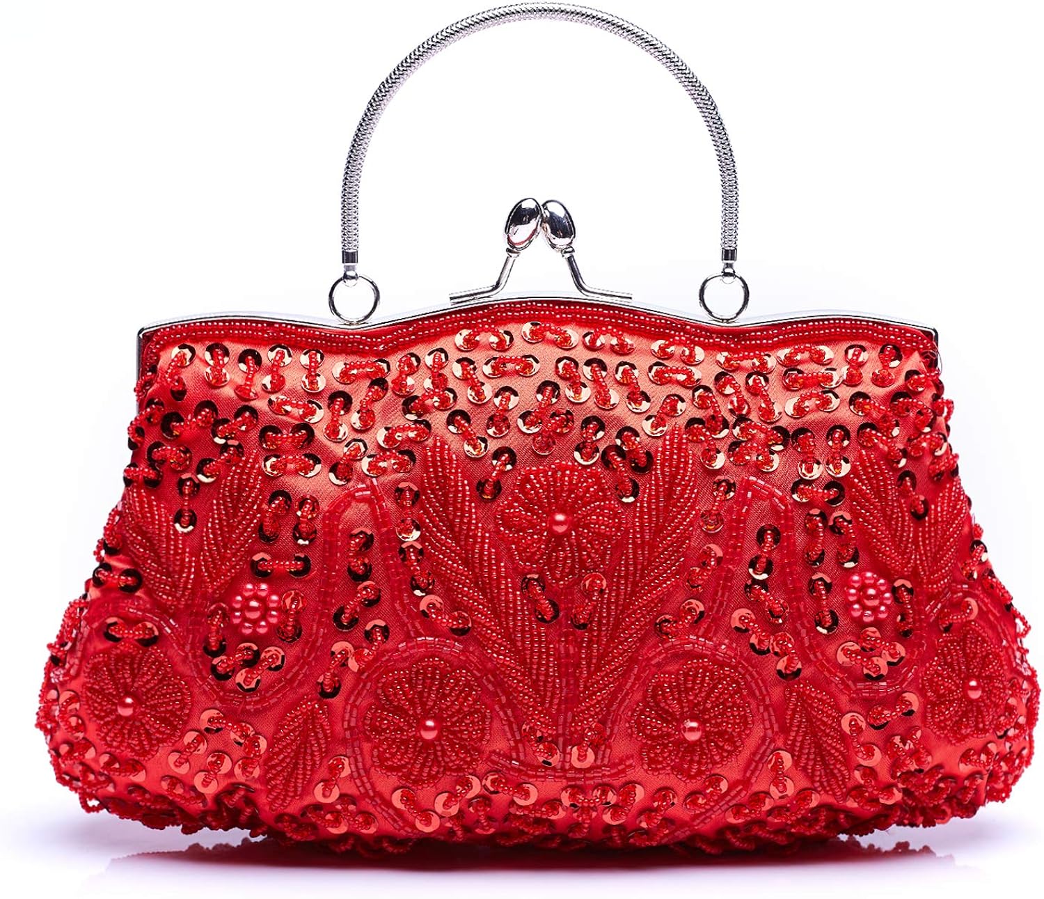 VENI MASEE Clutch Evening Bag Handbag Collection Antique Floral Seed/Bead/Sequin Soft Clutch Bag