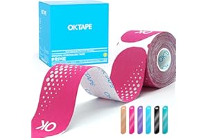 OK TAPE Synthetic Kinesiology Tape Precut Strips, Waterproof Kinesiology Athletic Tape for Joint & Muscle Support, Reflective and Durable Tape, 2in×16.4ft Roll 20PCS | Pink