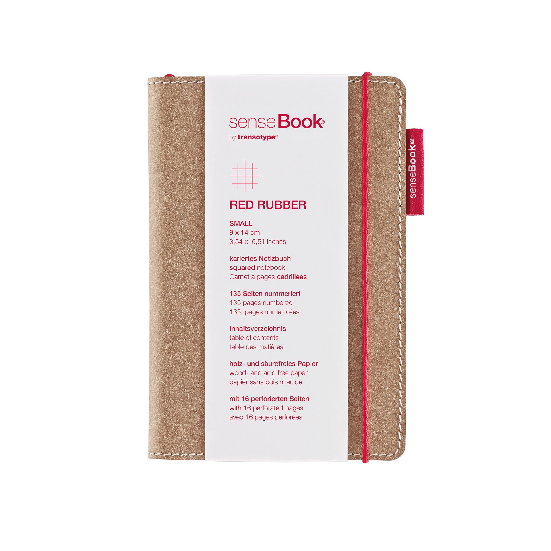 Transotype senseBook Small Leather Red Rubber Squared Notebook