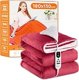 Mia&Coco Electric Heated Throw Blanket 180x130cm 10 Temp 9H Auto-Off Red