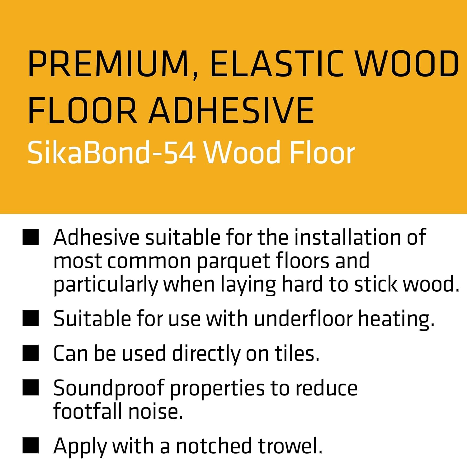 Sika - SikaBond 54 Professional - Parquet Wood Floor Adhesive - Fast Curing - Solvent Free - Interior Use Only - Beige - 6.5kg - Image 4