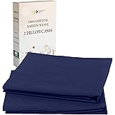 California Design Den 100% Cotton Pillowcases Standard/Queen Size Pillowcases - Set of 2 Soft Sateen Weave Cases, Fits Queen and Standard Size Pillows - Navy