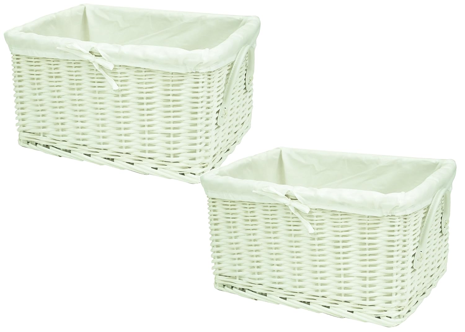 east2eden Wicker Willow White Storage Hamper Basket with Pure White